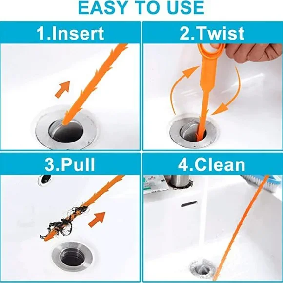 AUSSUA 25 Inch Hair Drain Cleaner Tool, 20 Inch Drain Clog Remover Tool, 5 Pack - Picture 1 of 5